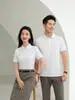 Verão Novo Estilo Desan Amassado Perfurado Gola Polo Manga Curta Respirável Antibacteriano Business Casual Cor Sólida Roupa de Trabalho