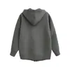 Comércio Exterior Transfronteiriço Roupas Femininas Outono 2025 Estilo Europeu e Americano Moletom com Capuz Casual Solto com Bolsos Grandes e Jaqueta com Zíper Atacado