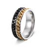 Ventas Directas de Fábrica Anillo Giratorio de Cadena Doble de Acero de Titanio para Hombres Joyería Giratoria de Descompresión Transfronteriza Joyería Transfronteriza Venta al por Mayor