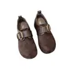 Zapatos individuales hebilla de cuero velcro suela gruesa slip-on otoño nuevo 2026 Zapatos Birkenstock mujer suela suave tacón oculto casual