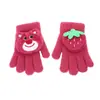 Guantes Gruesos de Invierno para Niños, Lindos de Dibujos Animados, Cálidos y a Prueba de Frío, Suaves y Amigables con la Piel, Oso Fresa, para Bebé, para Exteriores