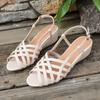 Sandalias de Cuña Tejidas de Talla Grande para Comercio Exterior 2025 Verano Nuevo Francés Exterior Playa Transfronterizas Zapatos de Mujer