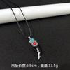 Collar retro para hombre con púas artificiales cuerda de cera cadena de acero inoxidable dominante europeo y americano resina colmillo de perro colgante para cadena de suéter