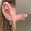 Estilo Doce e Cool Design de Garfo com Zircônia Rosa Unhas de Osso da Orelha Broche de Nicho Unhas da Concha Orelhas de Parafuso de Agulha de Aço Titânio Brincos Brincos