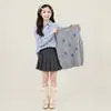 Conjunto de Colete para Meninas de Meia-Idade e Grandes Outono Nova Roupa Infantil Meninas Crianças Camisa de Manga Longa Colete Suéter Conjunto de Duas Peças Tendência