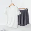 Conjunto de Pijama de Dos Piezas 2025 Nuevo Modal Manga Corta Top y Shorts Conjunto de Ropa para el Hogar para Mujeres Verano Delgado Holgado Adelgazante