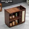 Armario de té de madera maciza, carrito de té para uso doméstico, mesa de té pequeña móvil con hervidor integrado para preparar té, mesa de té para balcón