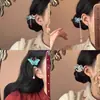 Horquilla Azul Esmaltada Estilo Chino, Accesorio para el Cabello para la Parte Trasera de la Cabeza, Pinza Lateral Estilo Antiguo Hanfu Dinastía Song para Mujeres, Diseño de Adorno Lateral para Cabello Corto