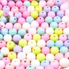 Cor de primavera acrílico cor sólida contas redondas pulseira de contas artesanal infantil colar material de joalheria doces contas soltas atacado