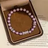 Cuentas Moradas Reflejan la Luna, Pulsera de Perlas con Cuentas en la Cintura de Zirconia, Pulsera de Estilo Francés Elegante, Joyería de Mano Retro de Lujo Ligero para Mujeres