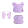 Sombrero Infantil para Exteriores Cálido Set de Tres Piezas Lindo Oso Gorro de Lana Tejido para Niños y Niñas Capucha con Protección para Orejas Forrada de Felpa