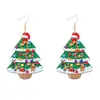 Brincos de Gancho de Natal Europeus e Americanos Simples da Moda Desenho Animado Acrílico Colorido Árvore de Natal Presente de Feriado Usando Brincos para Mulheres