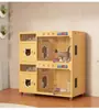 Villa para Gatos Jaula para Gatos Hogar para Mascotas Alojamiento Cría Madera Maciza Cama para Gatos Armario para Gatos Casa de Lujo para Gatos Vitrina Temperatura Constante Tres Niveles