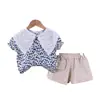 Traje Floral de Solapa Grande para Niñas 2023 Nuevo Llegada Traje de Dos Piezas de Manga Corta de Verano para Mujer Estilo Occidental Estilo Dulce para Niños