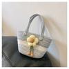 Bolso de Mano Nuevo Estilo Lindo de Gran Capacidad Verano 2023 Bolsa de Cuerda de Algodón y Lino para Llevar en la Mano Bolsa Cuadrada Pequeña Bolsa Tejida Bolsa de Flor