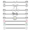 Novos Brincos Industriais de Aço Inoxidável Transfronteiriços, Piercings Duplos para Orelha, Piercings para Hélice da Orelha, Joias de Piercing Quadradas em Formato de Cobra em Estoque