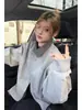 Interior de coche gris título suelto de comercio electrónico cuello contrastante diario casual sin repetición chaqueta nicho estilo coreano ropa de calle estilo americano