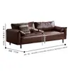 Sofá de Cuero con Cera de Aceite Estilo Retro para Sala de Estar de Apartamento Pequeño Sofá Doble de Tres Plazas Estilo Lujo Ligero Celebridad de Internet Tienda de Ropa Recepción