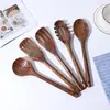 Espátula para Arroz Frito de Teca Espátula Sólida de Madera para Wok Hogareña Resistente a Altas Temperaturas Antiadherente Cuchara Especial de Madera Cuchara Ranurada Pala Utensilios de Cocina