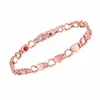 Pulseira Magnética Cravejada de Diamantes Ouro Rosa para Mulheres, Pulseira Ajustável, Pulseira de Bronze Ouro Rosa Temática de Amor para Casais Atacado