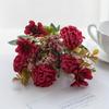 Amazon ins Fresco 5 Tenedor Color Primavera Riqueza Hortensia Flores Artificiales Flores Falsas Set de Flores para Entrada de Restaurante