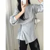 Enviado estilo coreano chique camisa falsa de duas peças cobre-bunda gola redonda feminina novo outono 2026 top francês 17665
