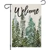 Nova bandeira de jardim de Natal Amazon transfronteiriça com boneco de neve e árvore de Natal, bandeira de linho para feriado para pátio externo