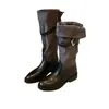 Hebilla de cinturón estilo Xin Zhilei botas de jinete nómada botas vaqueras de otoño e invierno botas de media caña botas altas 2026 Fengduidui