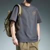 Camiseta de manga corta de verano de algodón grueso para hombre, estilo japonés, informal, holgada, retro, combinable, de marca moderna.