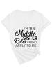 Amazon Ebay Carta Casual Versátil YO Soy la Hermana Mediana Camiseta de Manga Corta con Cuello en V para Mujer