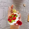 Regalo de Cumpleaños Llavero de Ramo de Hilo Rosa Artificial Llavero Hecho a Mano de Ganchillo Peluche Pequeño Regalo