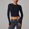 Amazon Camiseta Deportiva Ajustada para Mujer de Secado Rápido de Manga Larga Ropa de Yoga Pilates Running Deportes Fitness Top 8743
