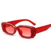 Óculos de sol de moda novos de fábrica com incrustação de diamantes Óculos de sol quadrados pequenos com strass da moda europeia e americana Óculos de sol femininos