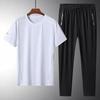 Conjunto de duas peças casual da moda com calça de cordão e manga curta com LOGO, T-shirt masculina de verão fina e elástica de secagem rápida