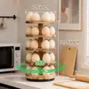 Estante de almacenamiento de huevos de madera maciza transfronterizo con base giratoria, soporte de almacenamiento de huevos para cocina, estante de exhibición de huevos de madera