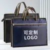 Portafolio de Mano A4 Imprimir Logo Negocios Oficina Reunión Bolsa para Computadora 3D Doble Cremallera Almacenamiento de Datos Maletín