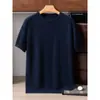 Suéter de punto de cachemira 100% pura para otoño e invierno, cuello redondo, manga corta, color liso para hombre, suéter ligero de cachemira suave, camiseta básica