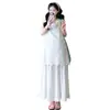 Vestido de Verano de Maternidad 2026 Estilo Nuevo Vestido para Mamás Embarazadas, Estilo Francés Moderno y Juvenil Conjunto de Dos Piezas Vestido Largo de Verano