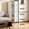 Estante de cocina, mueble de almacenamiento para huecos estrechos, mueble lateral estrecho para refrigerador, montado en la pared integrado, multicapa, almacenamiento plegable