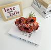 Rosa artificial de Milán de 7 cabezas, decoración para mesa de salón, tela de seda con tacto hidratante, accesorios para sesión de fotos.