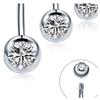 Piercing para ombligo con rosca externa de aleación de titanio G23, doble cabeza de diamante, joyería para piercing corporal de titanio F136