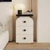 Mesita de Noche Pequeña de Madera Maciza para Dormitorio del Hogar 2026 Nuevo Estilo Vintage Ultra Estrecho Crema Moderno Minimalista Gabinete de Almacenamiento