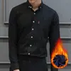 Camisas de Terciopelo para Hombre de Otoño e Invierno Transfronterizas, Camisas Base, Camisas Cálidas Casuales a Rayas, Tendencia de Terciopelo Lista para Usar al por Mayor
