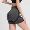 Shorts de yoga tres cuartos sin costuras, levanta glúteos, de cintura alta, control de abdomen, shorts de fitness de trasero de durazno, leggings deportivos para gimnasio para mujer
