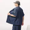 Camisa de Trabajo Retro Americana de Verano 2024 para Hombre, Manga Corta, Multibolsillos, Corte Holgado, Camisa Versátil, Top Casual para Exteriores