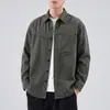 Nueva colección otoño/invierno 2026: Camisa retro de estilo japonés con retazos y manga larga, camisa de trabajo, prenda exterior casual de estilo americano holgada