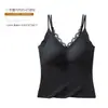 Colección otoño e invierno, mezcla original de seda y cachemira 049, chaleco térmico acolchado para mujer, camisola de encaje con un hermoso diseño en la espalda