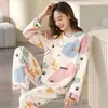 Nuevo 2024 Estilo Coreano Estilo Ins Pijama Delgado Manga Larga Pantalones Mujeres Suelto Dibujos Animados Estilo Coreano Ropa de Casa Traje