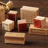 Sello de Madera Exquisito Lindo Literario y Artístico Pequeño Fresco Estudiante Huella de Mano Material Decorativo Set Complementario 6 Selecciones