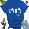 Moda europea y americana 2025 1989ts camiseta redonda simple estampada para hombre y mujer europea y americana